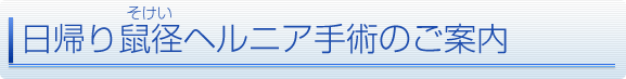 日帰り鼠径(そけい)ヘルニア手術のご案内